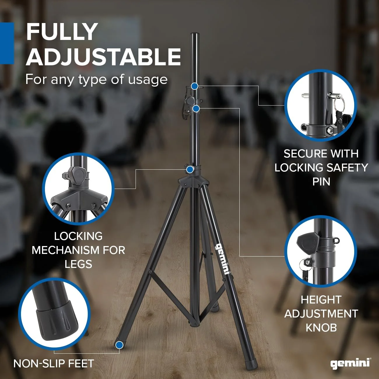 ST-04 Professional Stainless Steel Speaker Stand - 200lb Capacity - Image 7